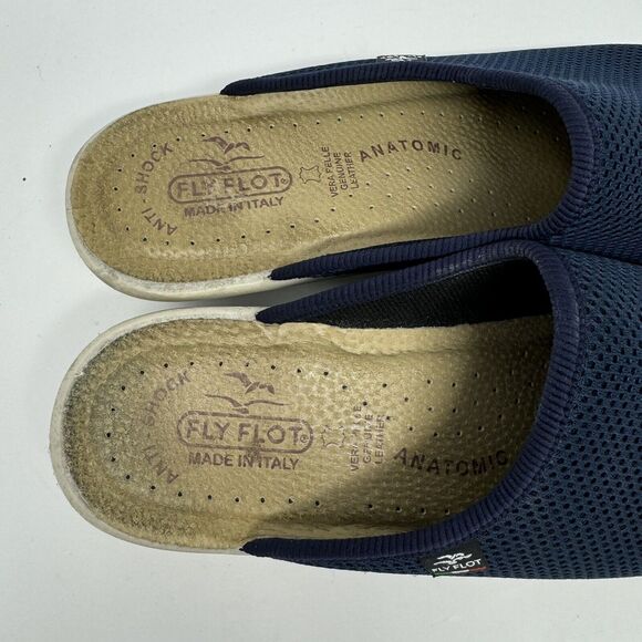 Fly Flot Mules Blue Mesh Clogs Leather Anatomic Anti Shock EU 40 Clogs Womens 9 - Picture 5 of 6